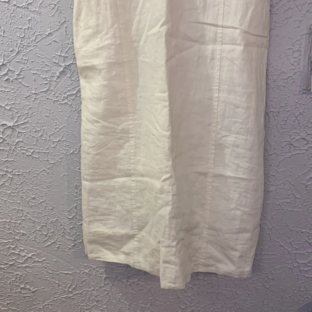 Everlane *Flaw Flax Linen Dress Off White 6 Sleeveless V-neckline Midi Travel